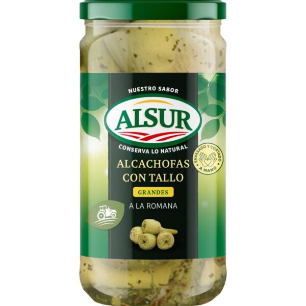 Alsur Antequera Alcachofas Grandes a la Romana con Tallo 5-7 frutos, 630g