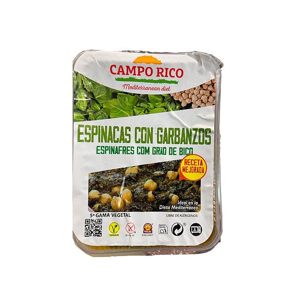 Espinacas con garbanzos Campo Rico ecológicas 250g