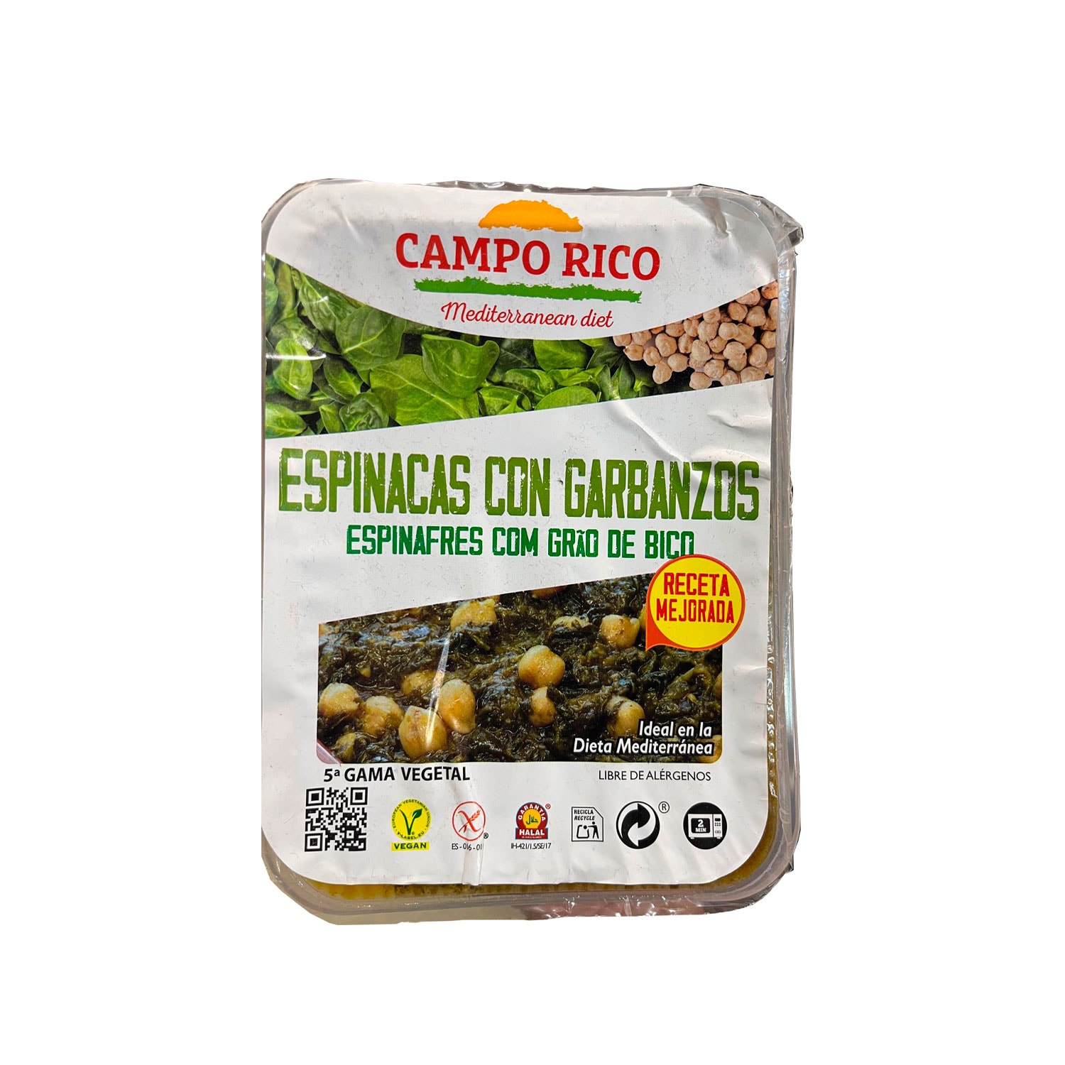 Espinacas con garbanzos Campo Rico ecológicas 250g