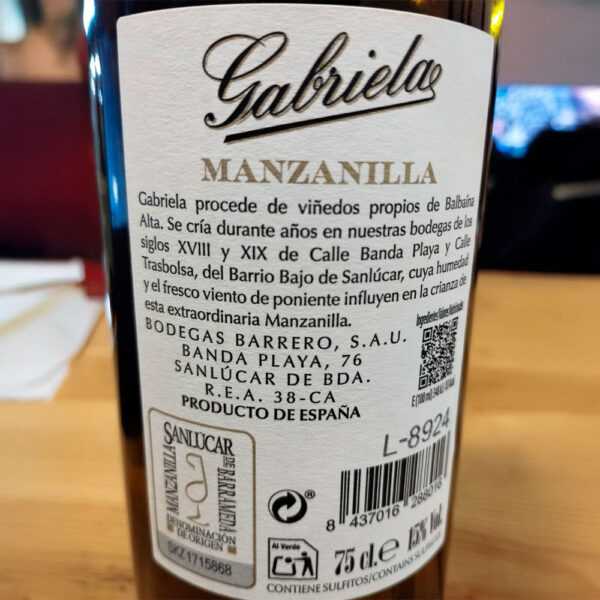 Gabriela Manzanilla D.O. Sanlúcar De Barrameda 75 Cl - Image 2