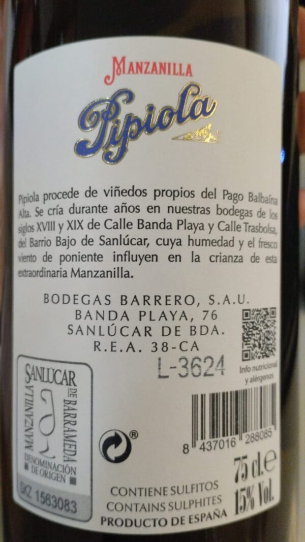 PIPIOLA MANZANILLA SANLÚCAR, 75CL – Bild 2