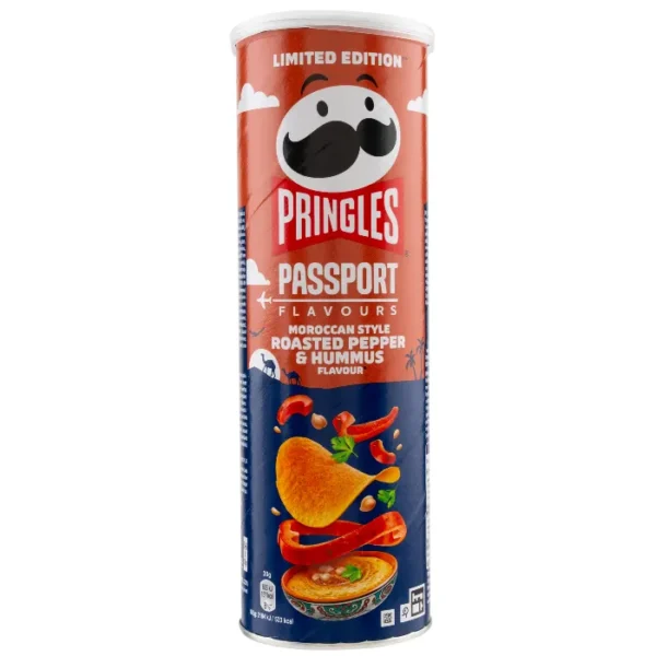 Moroccan Style Pringles, Roasted bell pepper and hummus flavor, Import. 165g