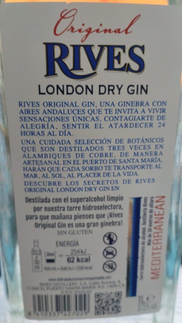 RIVES ORIGINAL LONDON DRY GIN, 1L - Image 2