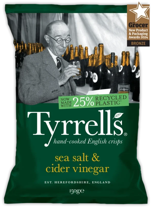 Tyrrells Potatoes Sea salt and cider vinegar, Import. 150g