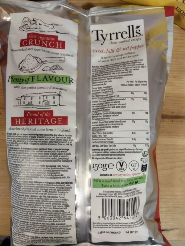 Tyrrells Sweet chili and red bell pepper potatoes, Import. 150g - Image 2