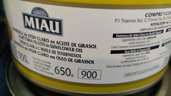 Ventre de thon à nageoires jaunes dans de l'huile de tournesol, RO900 – Image 2