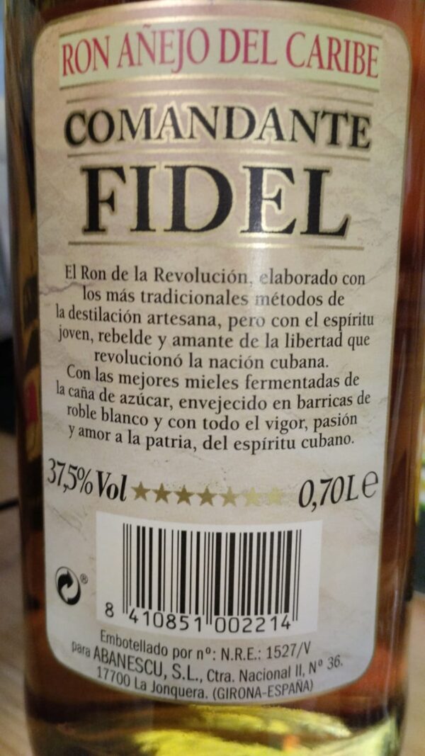 Comandante Fidel Superior Rum, 70cl - Image 2