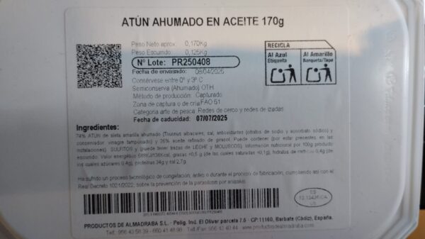 EL Rey de Oros Atún Ahumado de Almadraba de Barbate en Aceite de Girasol, 170g - Imagen 3