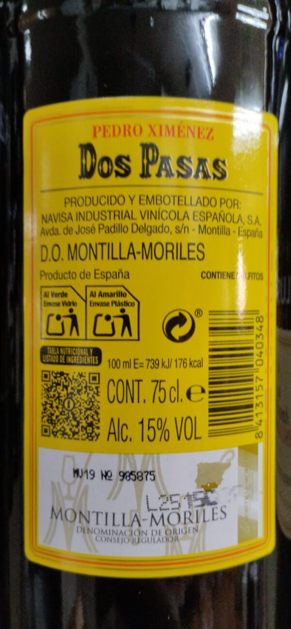 Pedro Ximénez Dos Pasas Süßwein 75cl – Bild 2