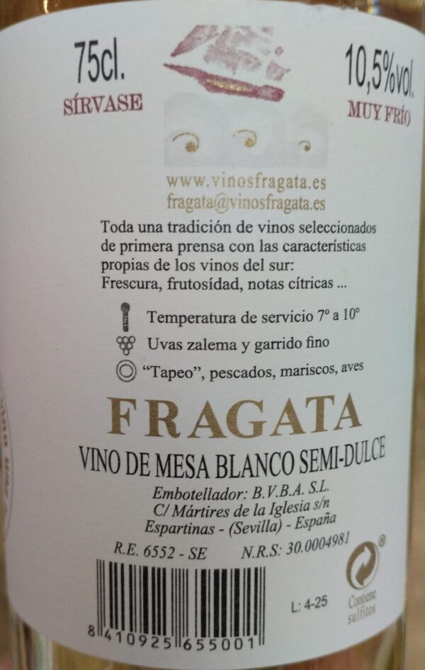 Fragata Halbsüßer Weißwein aus Sevilla 75cl – Bild 2