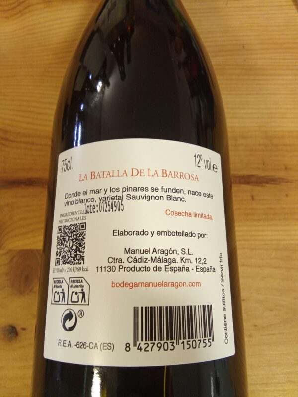 La Batalla De La Barrosa White Wine from Cádiz 75 Cl - Image 2