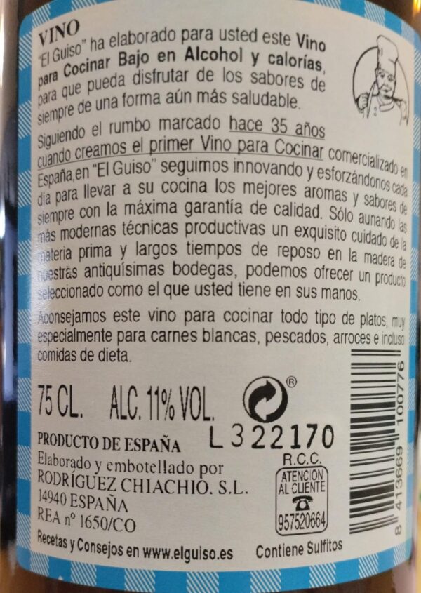 El Guiso Low Alcohol Cooking Wine 75 Cl - Image 3