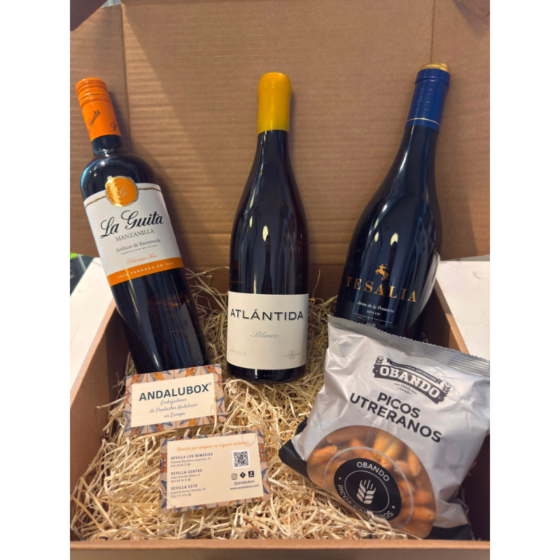 Pack de Vinos de Cádiz y Regalo Gourmet Andalubox