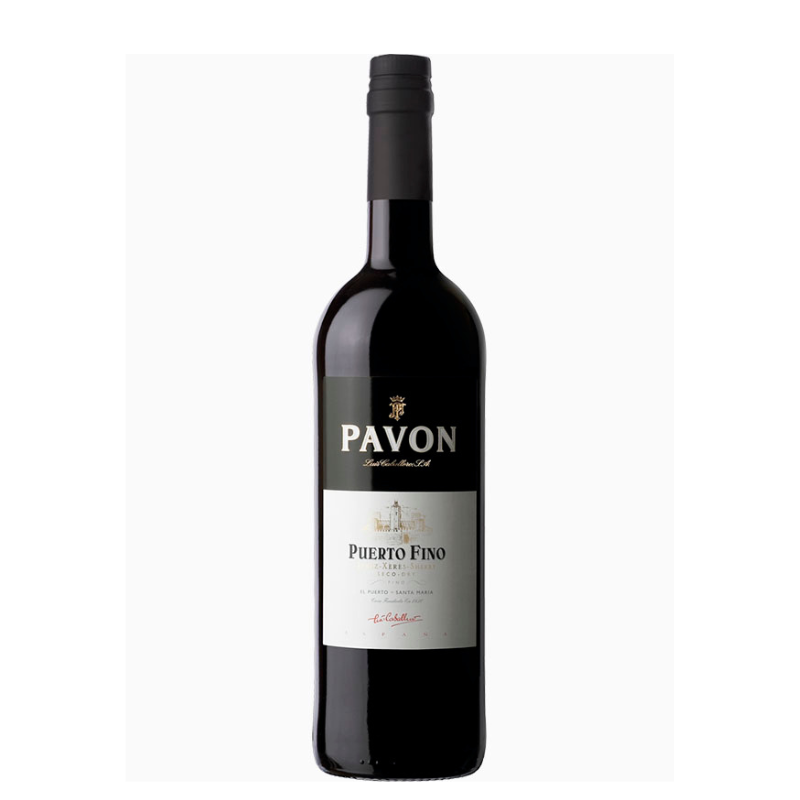 Botella de Pavón Fino 75cl de Jerez para cajas de regalo gourmet en Andalubox.